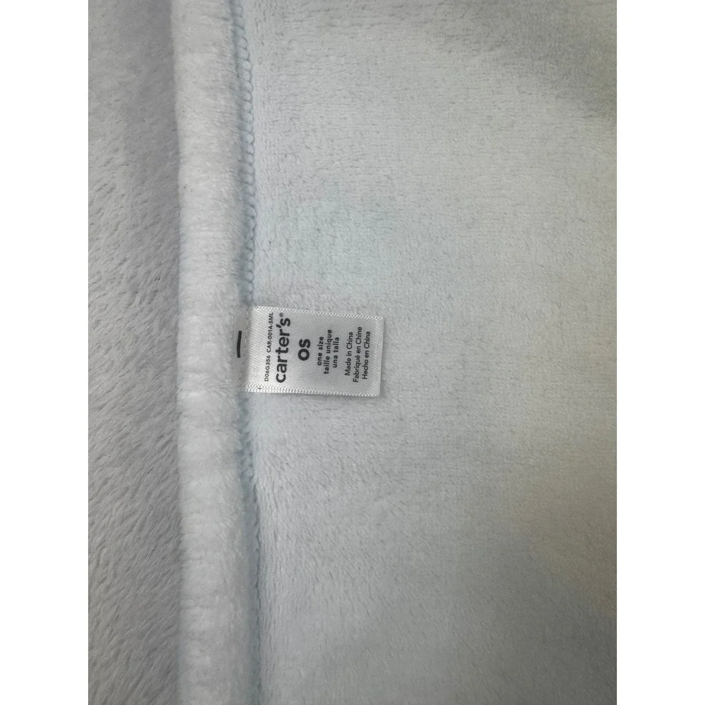 Carter's Blue White Striped Daddy's Dino-Mite Dude Plush Baby Blanket 28x39